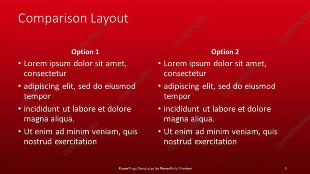 Comparison presentation slide layout