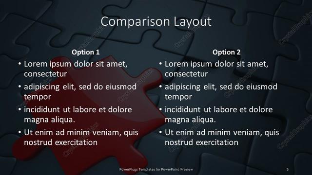 Comparison presentation slide layout