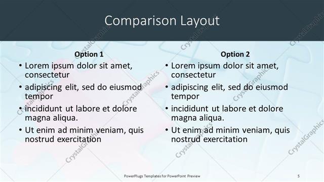 Comparison presentation slide layout