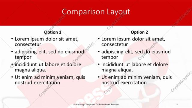 Comparison presentation slide layout