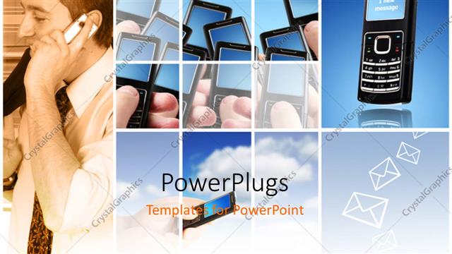  Presentation with envelope - Mobile communication depiction with envelope symbols and mobile phone