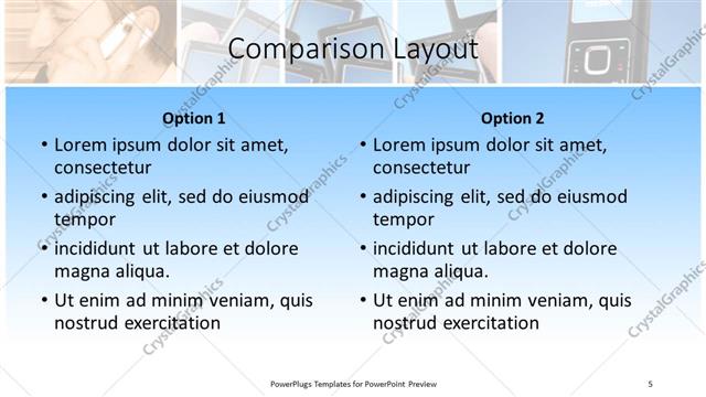 Comparison presentation slide layout