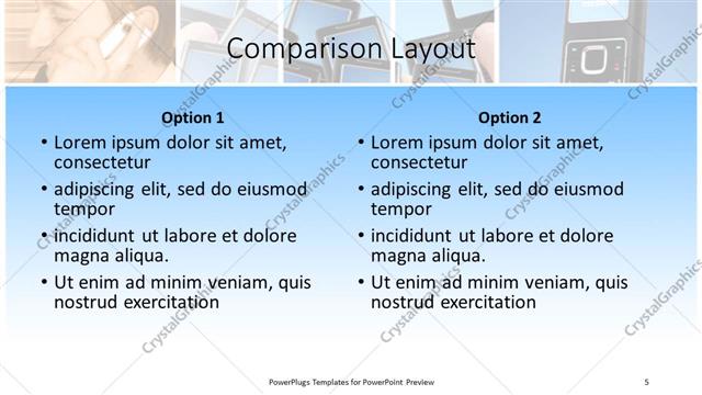 Comparison presentation slide layout