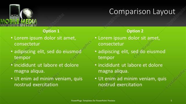 Comparison presentation slide layout