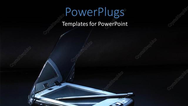  Presentation with phone - A mobile phone with blackish background and place for text