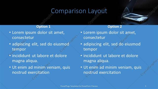 Comparison presentation slide layout