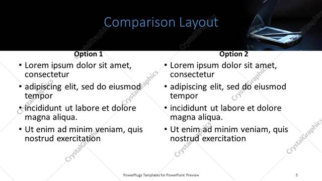 Comparison presentation slide layout