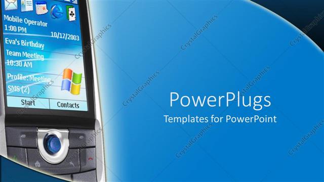 Presentation with phone - A mobile phone with a bluish background