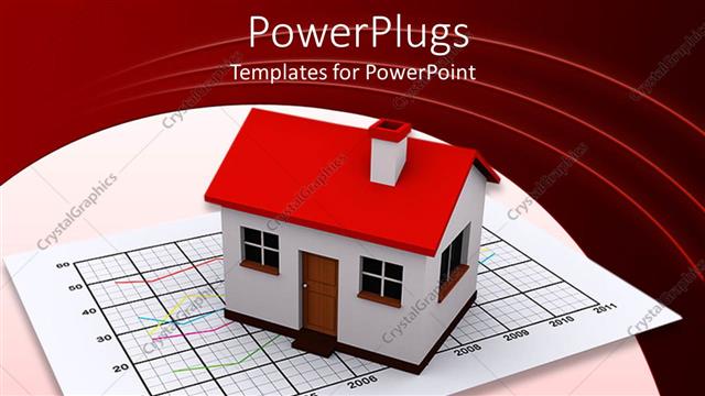  Presentation with real estate - Model house on line graph, pink background