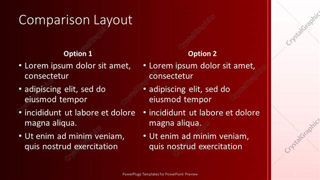 Comparison presentation slide layout