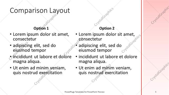 Comparison presentation slide layout