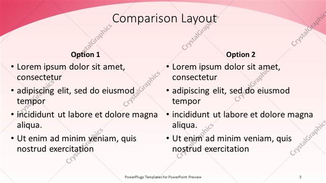 Comparison presentation slide layout