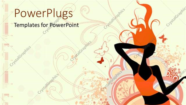  Presentation with butterflies - Model silhouette with orange outfit and hair, butterflies