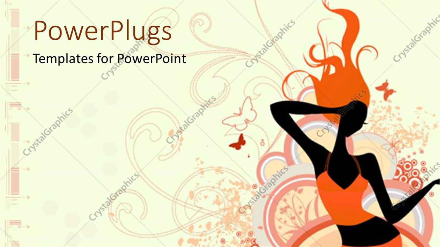 Featuring Model Silhouette with Orange Outfit and Hair, Butterflies