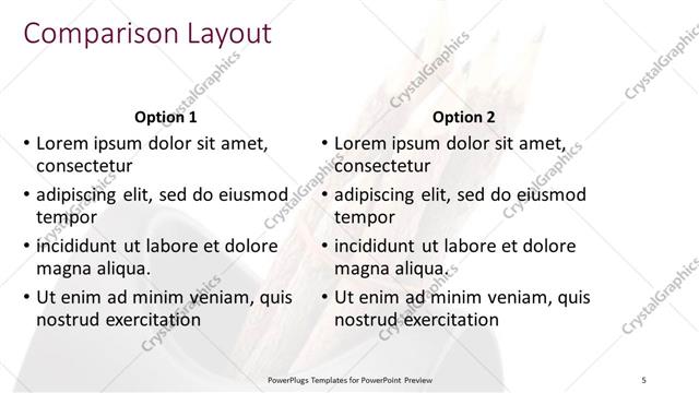 Comparison presentation slide layout
