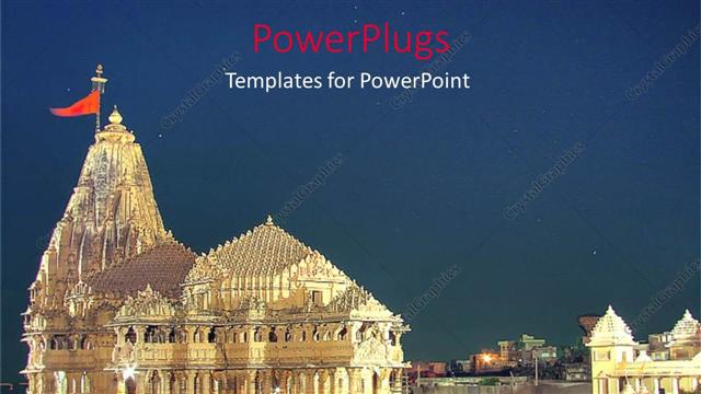  Presentation with gold design - Modern design of Temple of Somnath in gold with green garden