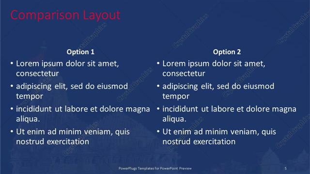 Comparison presentation slide layout