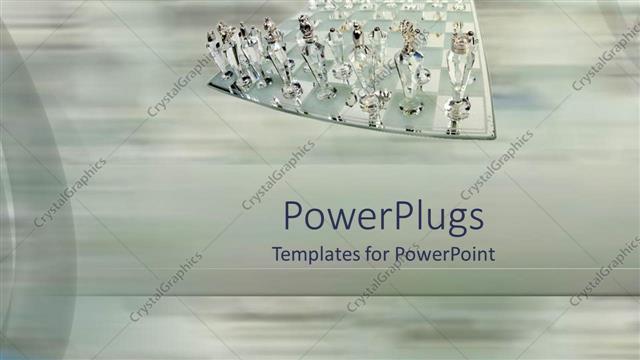  Presentation with chess pieces - Modern glossy chess game with reflective chess table and glass chess pieces on blurred background