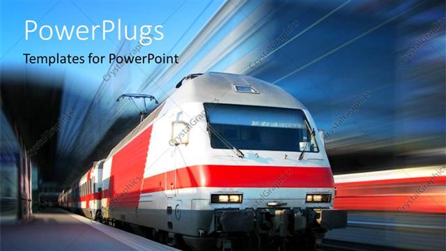  Presentation with train - Modern high speed train running over track with blurred background
