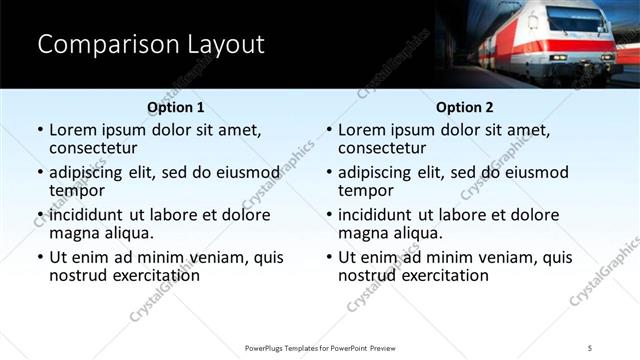 Comparison presentation slide layout