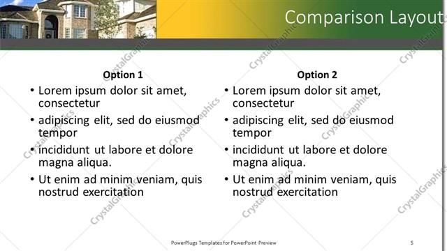Comparison presentation slide layout