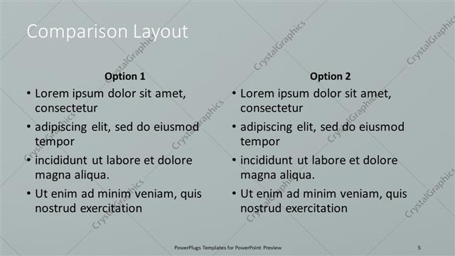 Comparison presentation slide layout