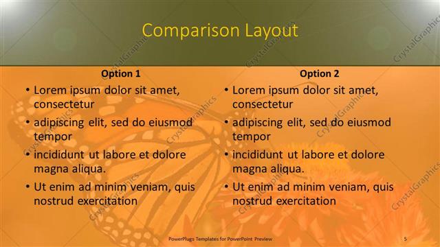 Comparison presentation slide layout