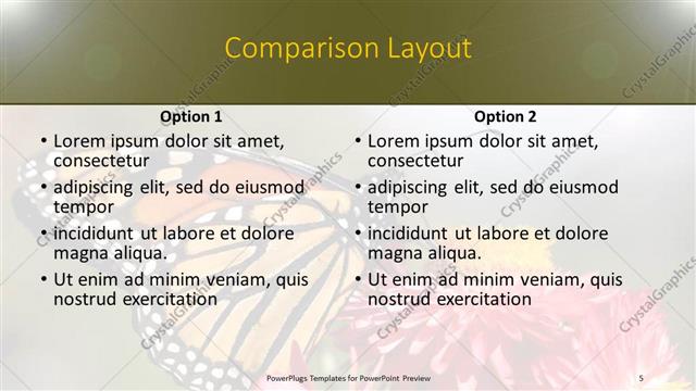 Comparison presentation slide layout