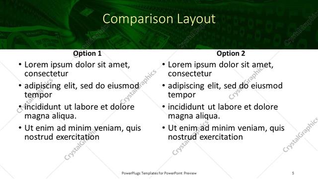 Comparison presentation slide layout