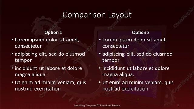 Comparison presentation slide layout
