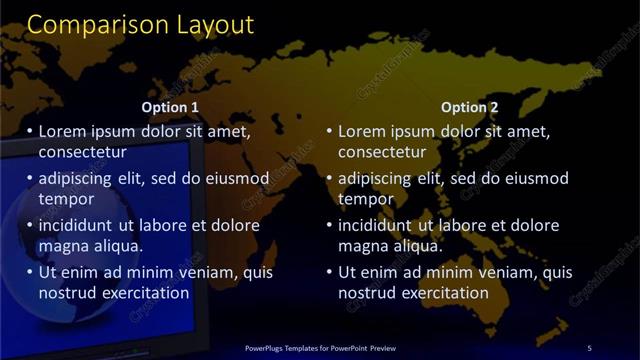 Comparison presentation slide layout