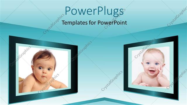  Presentation with babies - Monitor screens showing two lovely little kids with background reflection?