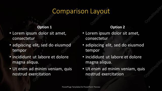 Comparison presentation slide layout