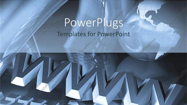  Presentation with www - Monochrome three dimensional WWW with computer keyboard in front of globe