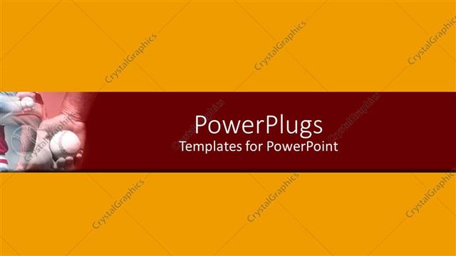  Presentation with sport - Montage of hands holding baseballs with yellow and burgundy background