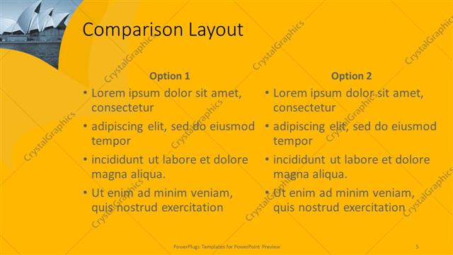 Comparison presentation slide layout