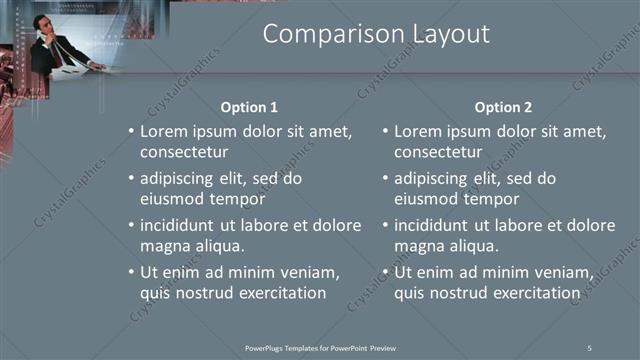 Comparison presentation slide layout