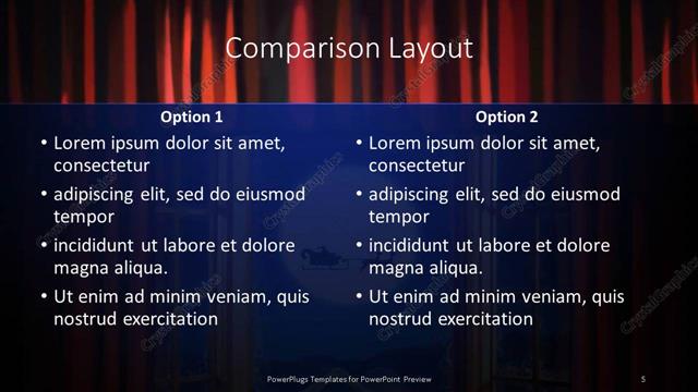 Comparison presentation slide layout
