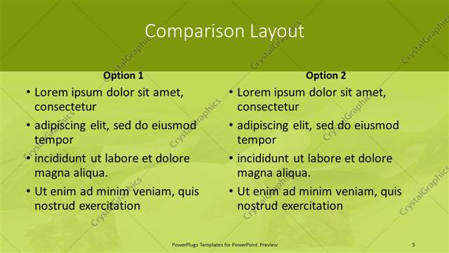 Comparison presentation slide layout