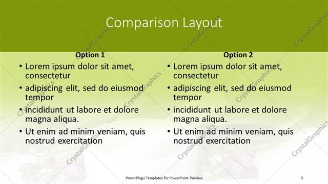 Comparison presentation slide layout