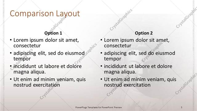 Comparison presentation slide layout