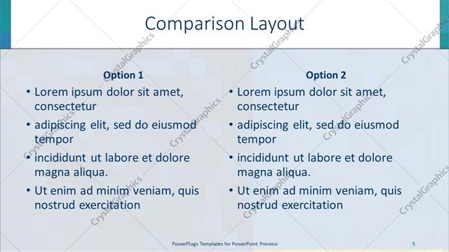 Comparison presentation slide layout
