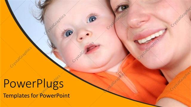 Presentation with wave - Mother and baby happy smiling, orange wave border