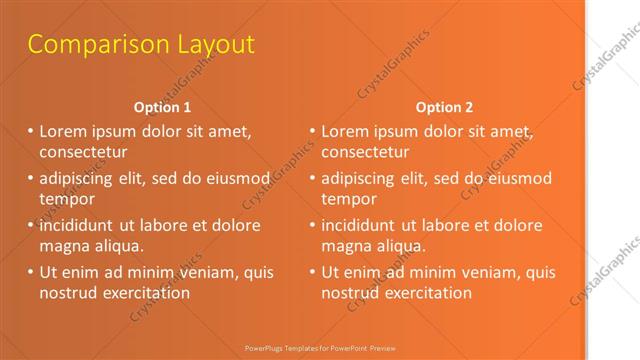 Comparison presentation slide layout
