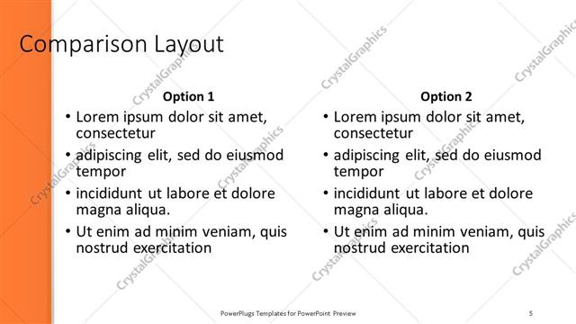 Comparison presentation slide layout