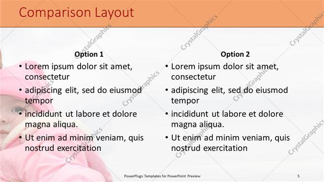 Comparison presentation slide layout