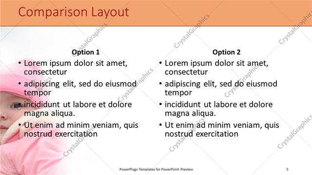 Comparison presentation slide layout