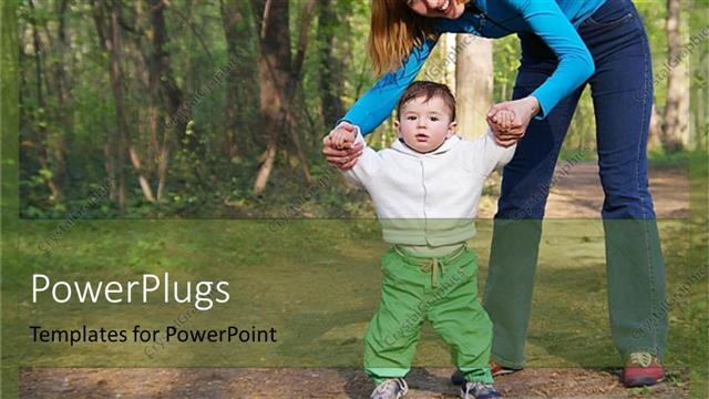  Presentation with woods - Mother and her child standing happily in the woods