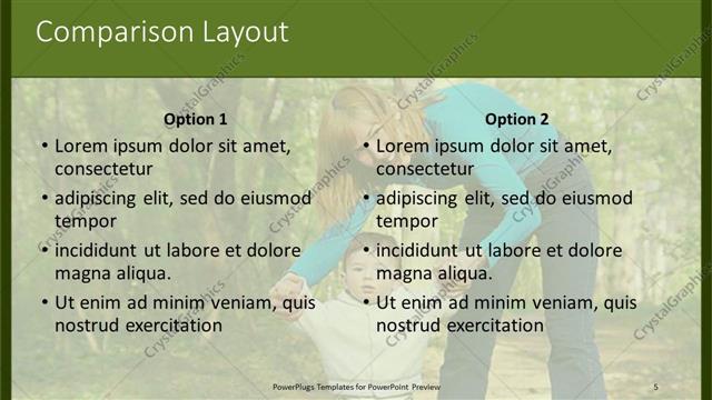 Comparison presentation slide layout