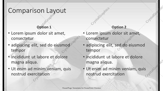Comparison presentation slide layout